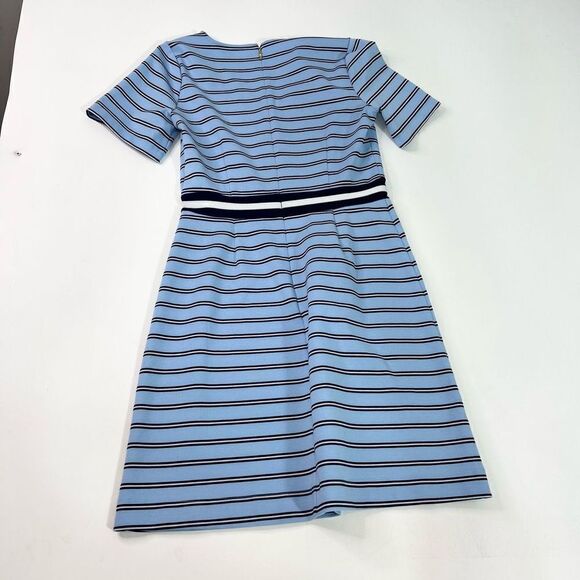 Draper James Ponte A-line Dress Womens Small Blue Stripe V-Neck Short Sleeve - Picture 9 of 11